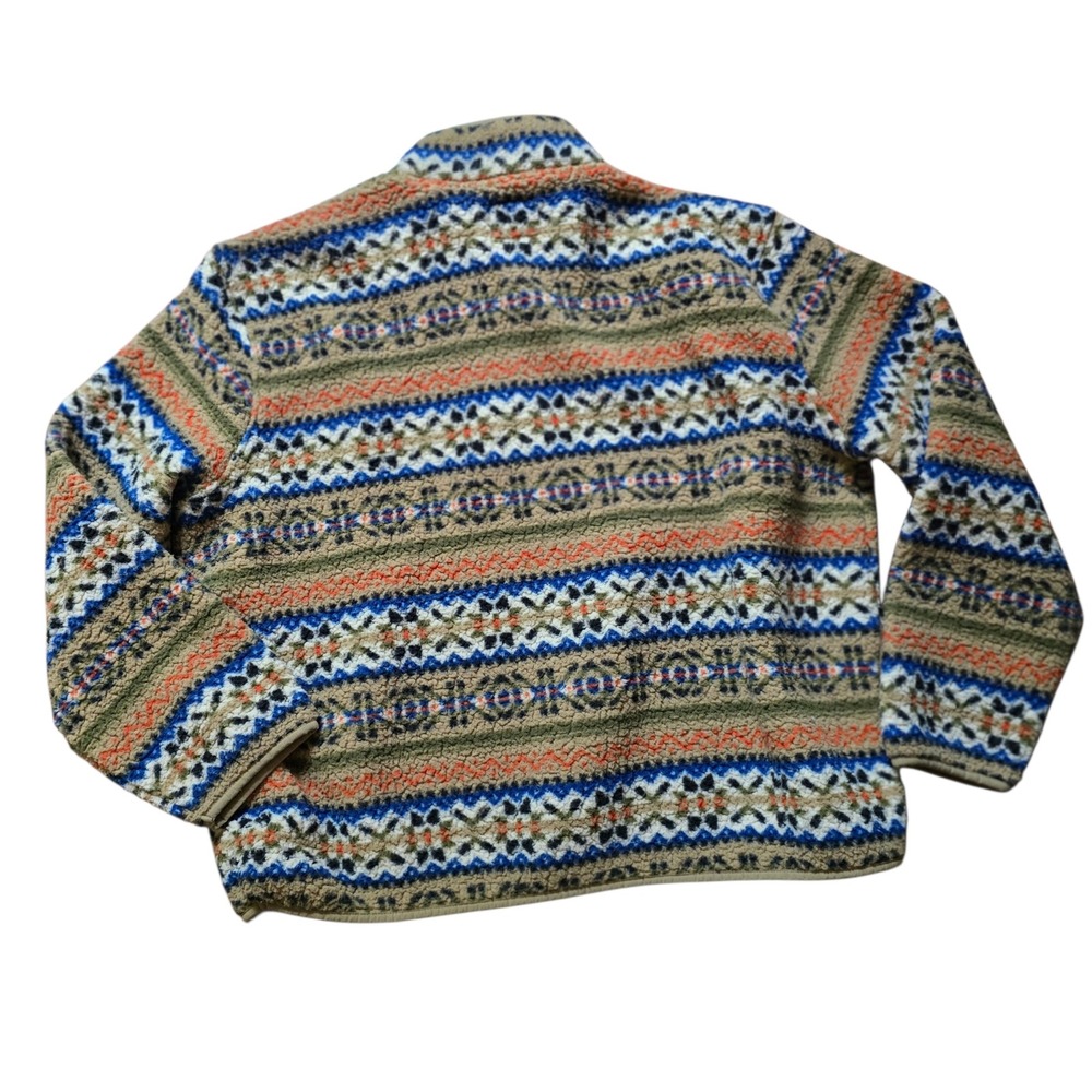 Old Navy Mens XXL Fair Isle Sherpa Fleece Quarter Zip Pullover Geometric Tan - Picture 2 of 5
